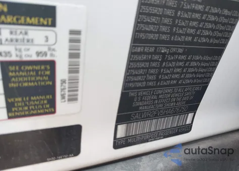 2017 Land Rover Range Rover Sport 3.0L V6 Supercharged Hse z USA, uszkodzony, nr VIN SALWR2FV5HA676750